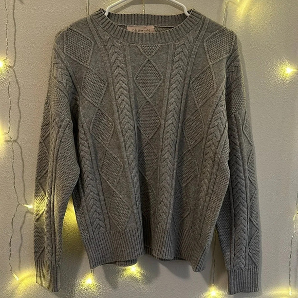 Philosophy Cable Knit Sweater - Grey​​​​ - Picture 1 of 4